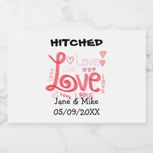 Love Mini Bottle Label Set Sparkling Wijnetiket (Enkel label)