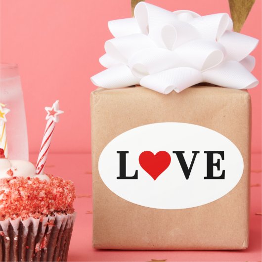 LOVE-minimalist Elegant Ovale Sticker (Feest)