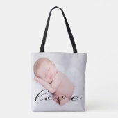 Love Minimalist Script Photo Canvas tas (Achterkant)