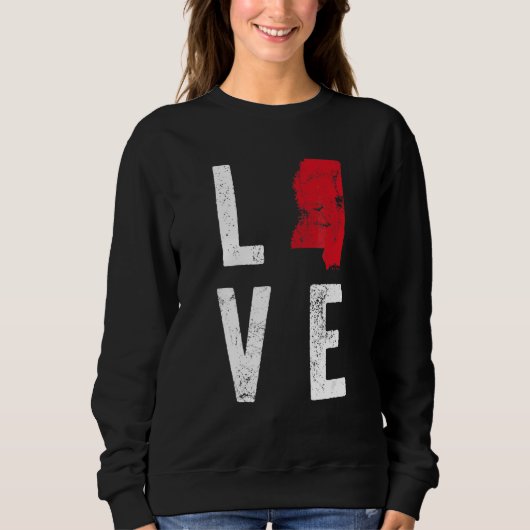Love Mississippi Map America American Independence Trui (Voorkant)
