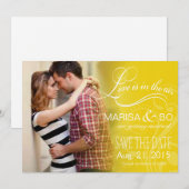 Love Mist Foto Bewaar de Datum | geel Save The Date (Voorkant / Achterkant)