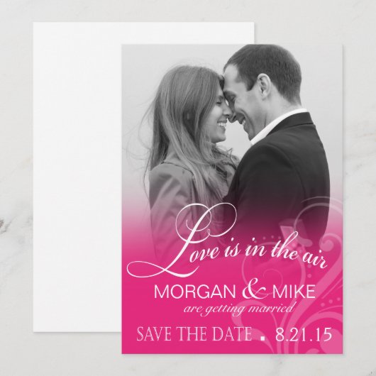 Love Mist Foto Save the Date | fuchsia (Voorkant / Achterkant)