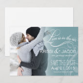 Love Mist Foto Save the Date | ijlblauw Kaart (Voorkant / Achterkant)