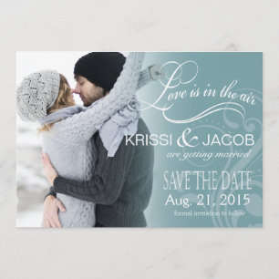 Love Mist Foto Save the Date   ijlblauw Kaart