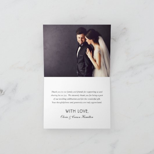 Love Modern Blush and Black Wedding Monogram Bedankkaart (Binnen)