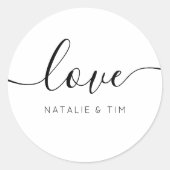 Love Modern Calligraphy Wedding Favor Classic Roun Ronde Sticker (Voorkant)