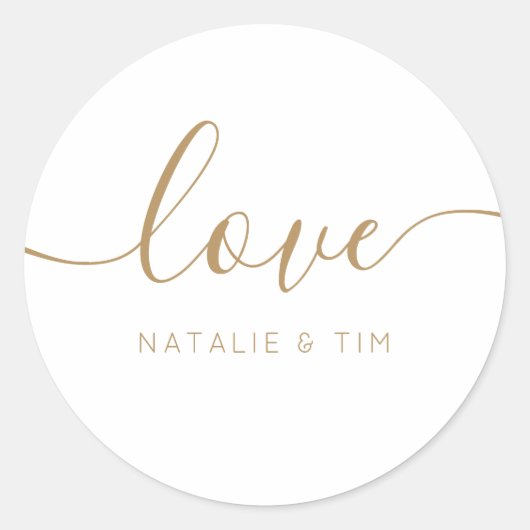 Love Modern Calligraphy Wedding Favor Classic Roun Ronde Sticker (Voorkant)