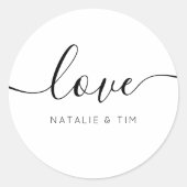 Love Modern Calligraphy Wedding Favor Classic Roun Ronde Sticker (Voorkant)