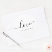 Love Modern Calligraphy Wedding Favor Classic Roun Ronde Sticker (Envelop)