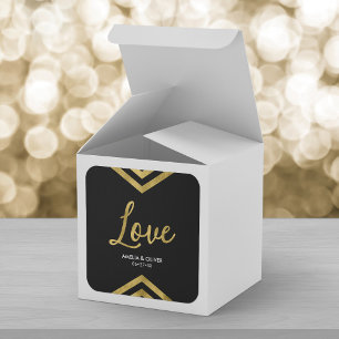 Love Modern Elegant Faux Gold Chevron Geometric Vierkante Sticker