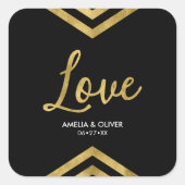 Love Modern Elegant Faux Gold Chevron Geometric Vierkante Sticker (Voorkant)