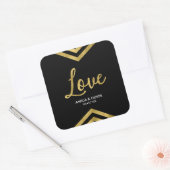 Love Modern Elegant Faux Gold Chevron Geometric Vierkante Sticker (Envelop)