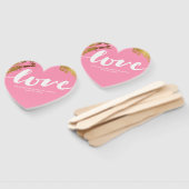 Love Modern Gold Foil roze Typography Wedding Handwaaier (Niet-gemonteerd)