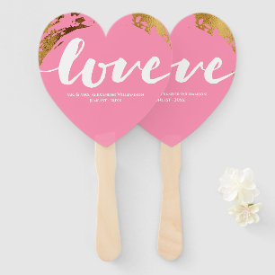Love Modern Gold Foil roze Typography Wedding Handwaaier