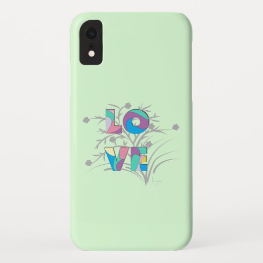 Love Modern Graphic Green Hoesje-Mate iPhone Case (Achterkant)