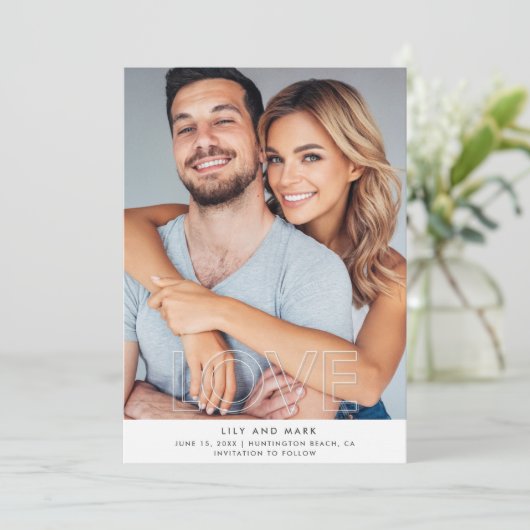 Love Modern Photo Wedding Save the Date (Staand voorkant)