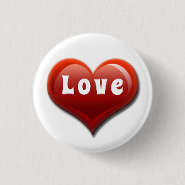 Love Modern Red Heart Ronde Button 3,2 Cm