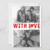 Love Modern Red Valentijnsdag Custom Name Photo Feestdagenkaart (Voorkant)