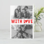 Love Modern Red Valentijnsdag Custom Name Photo Feestdagenkaart (Staand voorkant)