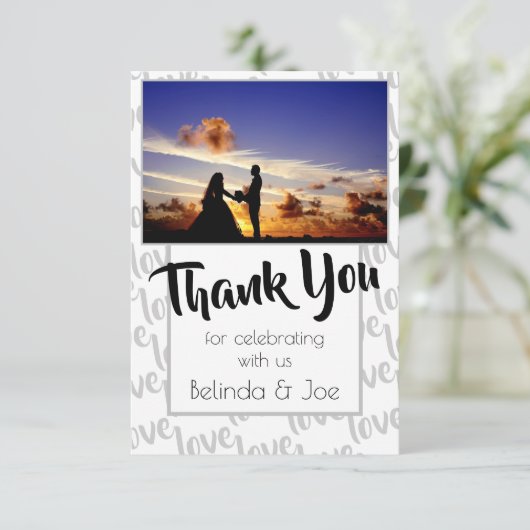 Love Modern Script Typografie Bedankkaart (Staand voorkant)