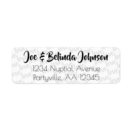 Love Modern Script Typografie Etiket (Voorkant)