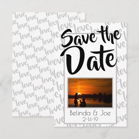 Love Modern Script Typografie Save The Date (Voorkant / Achterkant)
