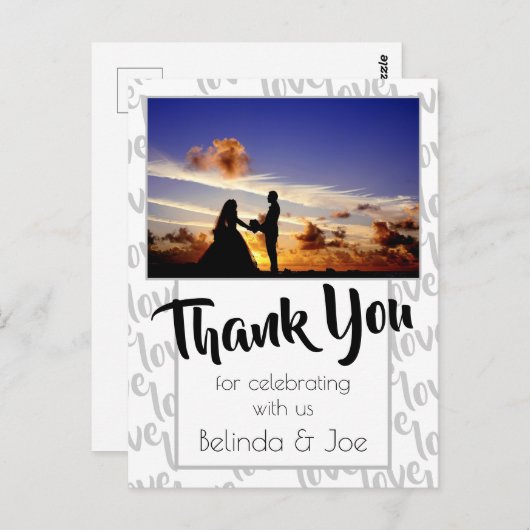 Love Modern Script Typography Bedankt Briefkaart (Voorkant / Achterkant)