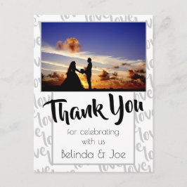 Love Modern Script Typography Bedankt Briefkaart