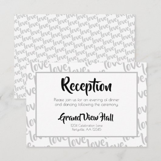 Love Modern Script Typography Reception Kaart (Voorkant / Achterkant)