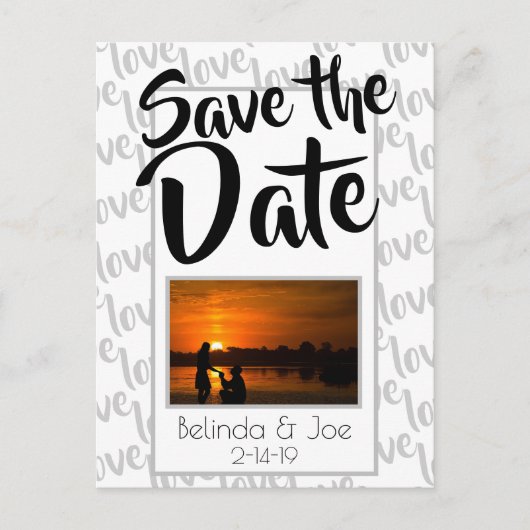 Love Modern Script Typography Save the Date Aankondigingskaart (Voorkant)
