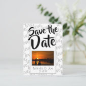 Love Modern Script Typography Save the Date Aankondigingskaart (Staand voorkant)