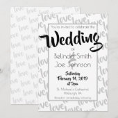 Love Modern Script Typography Wedding Kaart (Voorkant / Achterkant)