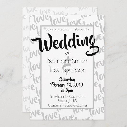 Love Modern Script Typography Wedding Kaart (Voorkant / Achterkant)