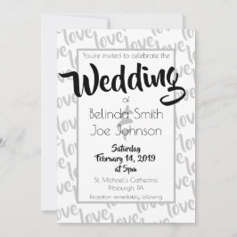 Love Modern Script Typography Wedding Kaart