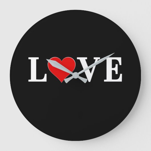 LOVE Modern Trendy Black en White Grote Klok (Voorkant)
