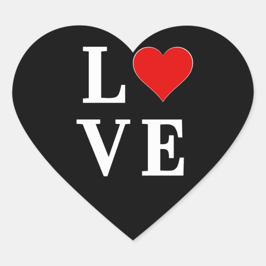 LOVE Modern Trendy Black en White Hart Sticker (Voorkant)