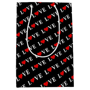 LOVE Modern Trendy Black en White Medium Cadeauzakje