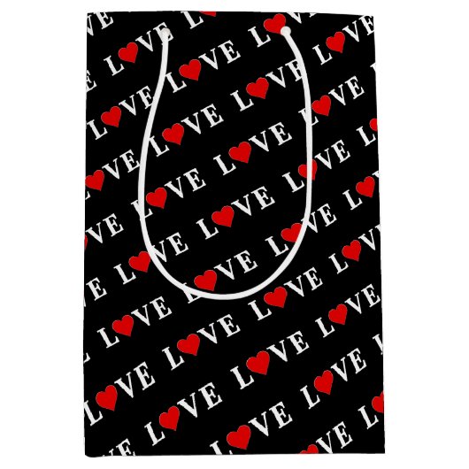 LOVE Modern Trendy Black en White Medium Cadeauzakje (Voorkant)