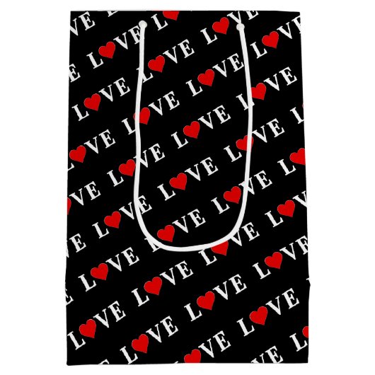 LOVE Modern Trendy Black en White Medium Cadeauzakje (Achterkant)