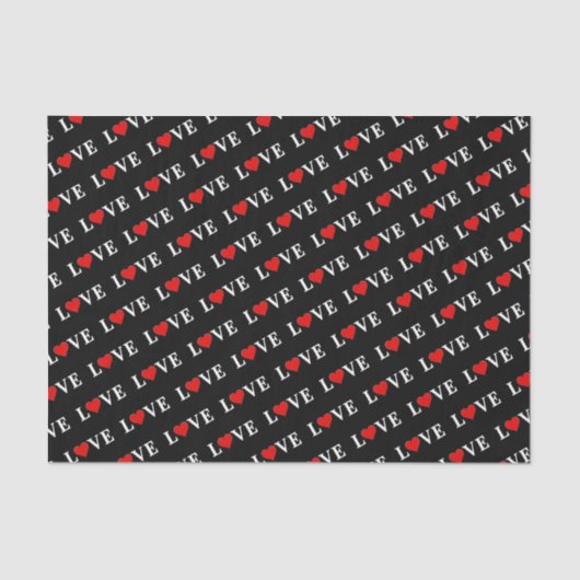 LOVE Modern Trendy Black en White Tissuepapier (Voorkant)