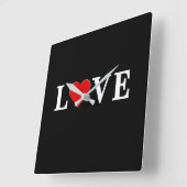 LOVE Modern Trendy Black en White Vierkante Klok (Hoek)
