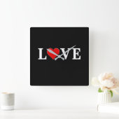 LOVE Modern Trendy Black en White Vierkante Klok (Huis)