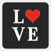 LOVE Modern Trendy Black en White Vierkante Sticker (Voorkant)