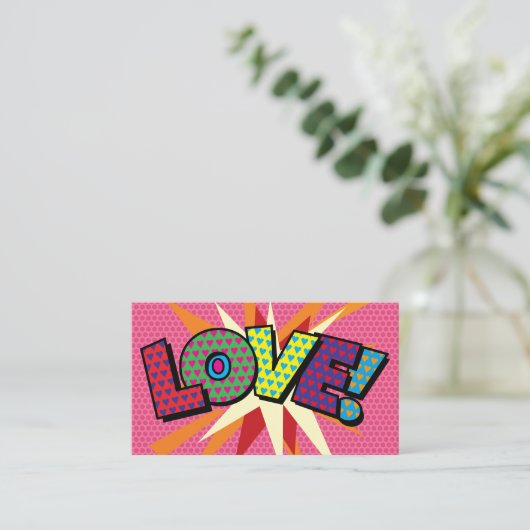 LOVE Modern Typographic Girly Pink Fun Visitekaartje (Staand voorkant)