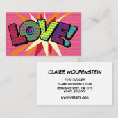 LOVE Modern Typographic Girly Pink Fun Visitekaartje (Voorkant / Achterkant)