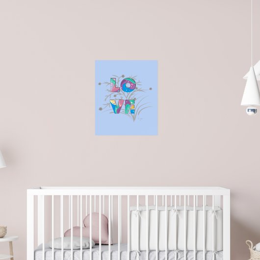 LOVE Moderne Cool Typografie Grafisch Poster Afdru (Kinderkamer 2)