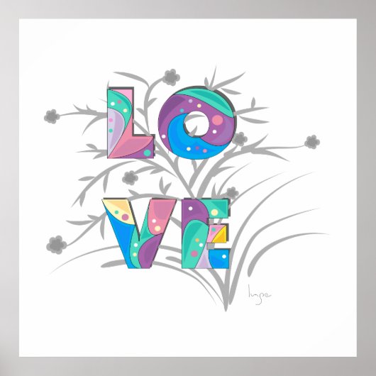 LOVE Moderne Cool Typografie Grafisch Poster Afdru (Voorkant)