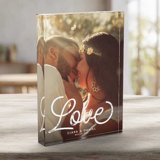 LOVE Moderne kalligrafie Eenvoudig bruiloft Fotoblokken