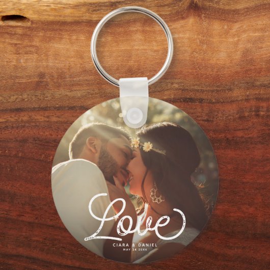LOVE Moderne kalligrafie Eenvoudige foto Keepomwil Sleutelhanger (Voorkant)