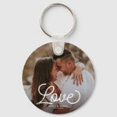 LOVE Moderne kalligrafie Eenvoudige foto Keepomwil Sleutelhanger (Achterkant)